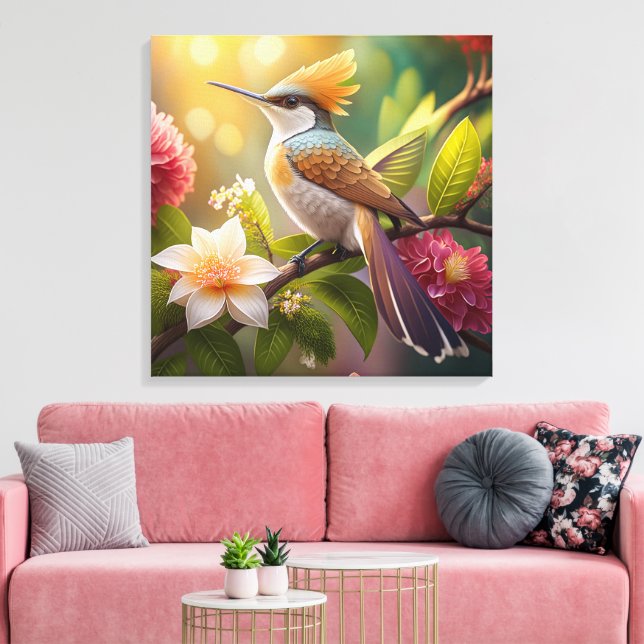 Toile Oiseau Fantastique Meliphage à Crête Dorée (Insitu(Salon))