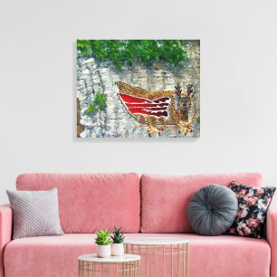 Toile Oiseau Piasa : La légende de la rivière Illinois