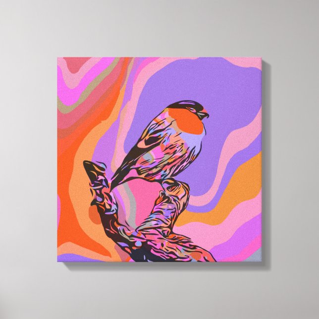 TOILE OISEAU POURPLE ET ROSE IMPRIMER SUR LES CANVAS STR (Recto)