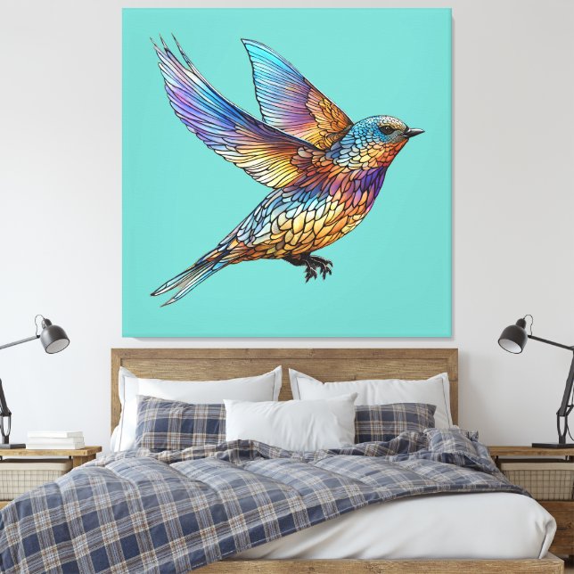 Toile Oiseau rapide multicolore "aviateur gracieux" (Insitu(Chambre))