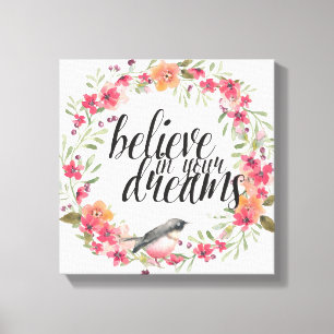 Toile Oiseau romantique Oleander Rêves floraux rose