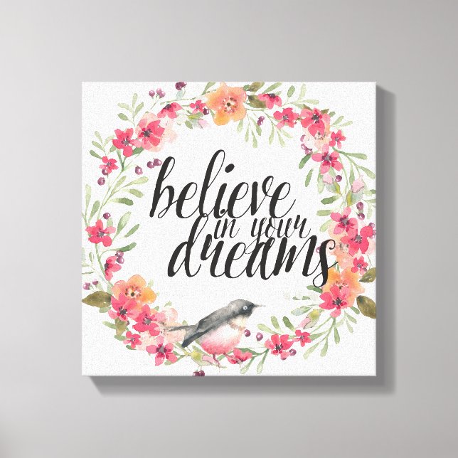 Toile Oiseau romantique Oleander Rêves floraux rose (Recto)