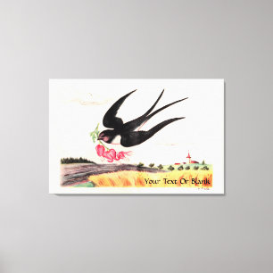 Toile Oiseau Volant Avec Fleurs