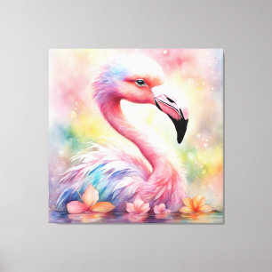 Toile Oiseaux arc-en-ciel Flamant rose 1