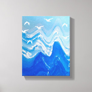 Toile Oiseaux au-dessus des vagues de la mer