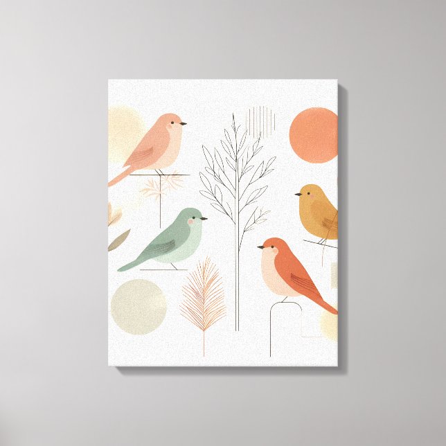 Toile Oiseaux Canvas Mur Art - Nature colorée (Recto)