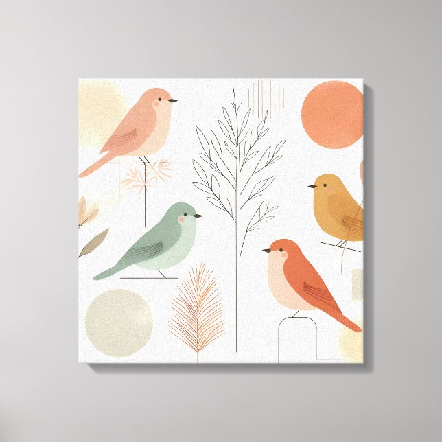 Toile Oiseaux Canvas Mur Art - Nature colorée (Recto)
