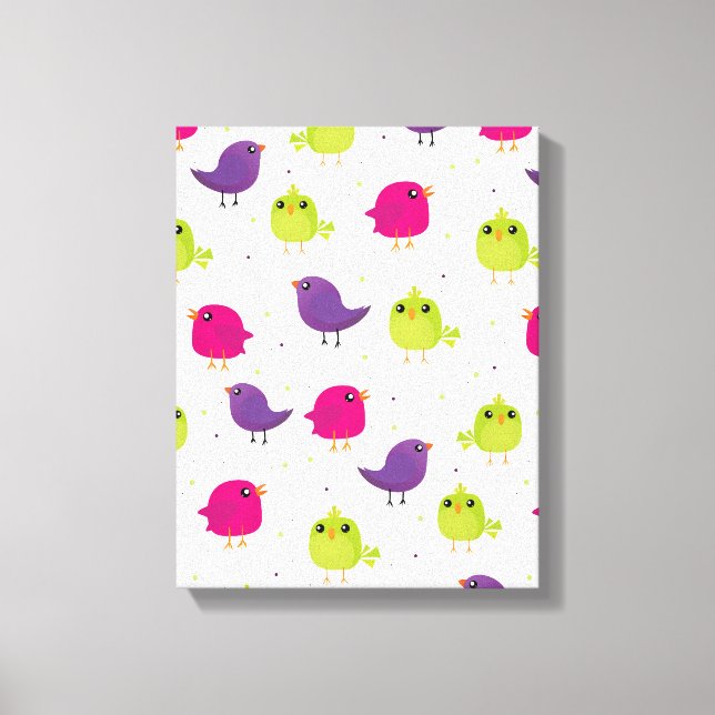 Toile Oiseaux colorés mignons  (Recto)