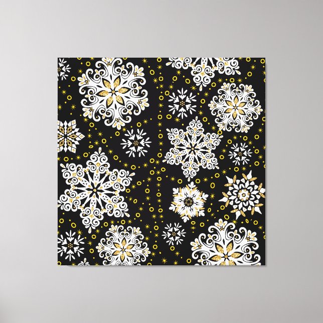 Toile Oiseaux de cerfs en fleurs de Noël or (Recto)