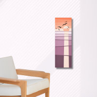Oiseaux de mer violets et orange au Sunset Vector