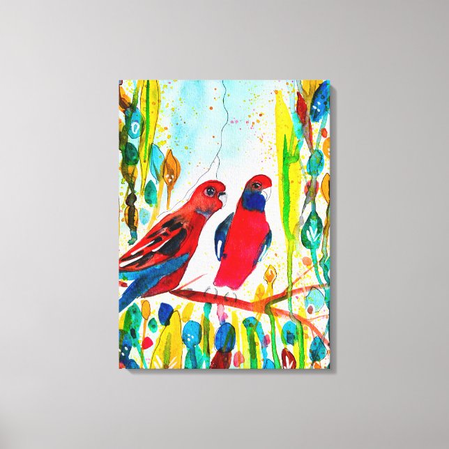Toile Oiseaux de Rosella dans l'art de l'aquarelle des a (Recto)