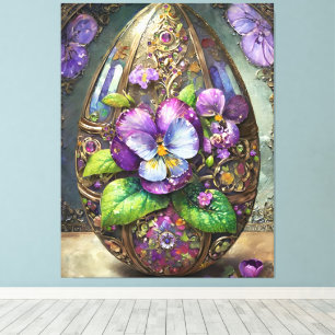 Toile Oiseaux en fleurs Pied violets Fleur sauvage Oeuf