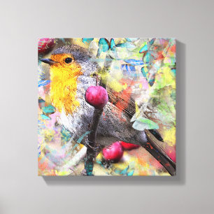 Toile Oiseaux et fleurs de cerisiers