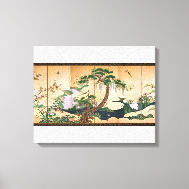 Toile Oiseaux et fleurs de Kano Eino du printemps et de  (Recto)
