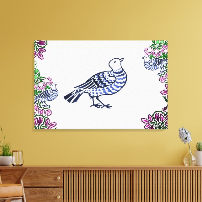 Toile Oiseaux folkloriques Fleurs Acorns (Insitu(Salon))
