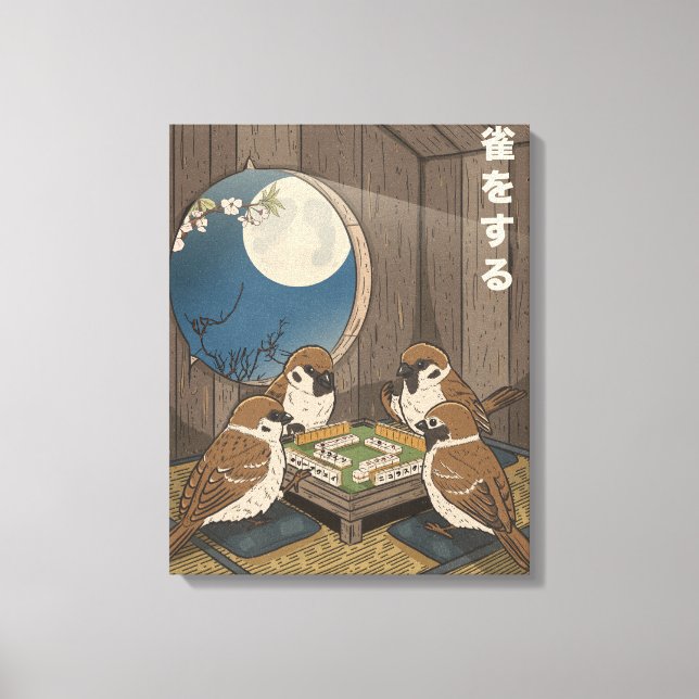 Toile Oiseaux jouant au Mahjong  (Recto)