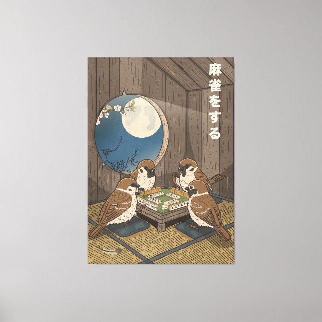 Toile Oiseaux jouant au Mahjong  (Recto)