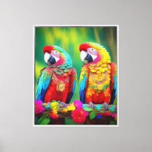 Toile Oiseaux Macaw Colorés Sur La Branche-67859