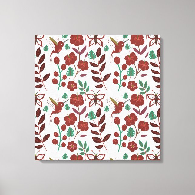 Toile Oiseaux motifs et papillons floraux sans soudure (Recto)