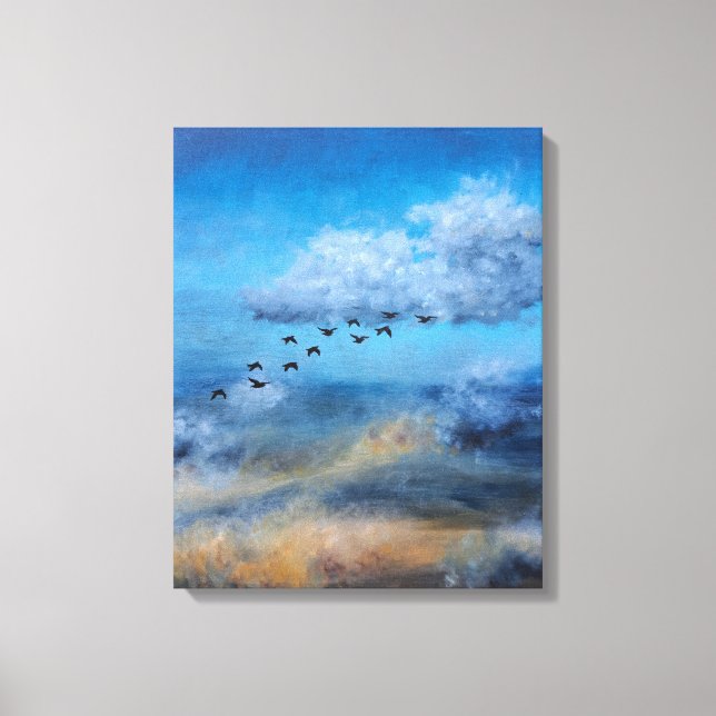 Toile Oiseaux Nuages Automne Ciel Ornithologue Nature Ch (Recto)