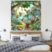 Oiseaux tropicaux colorés parmi un Plante vif et l