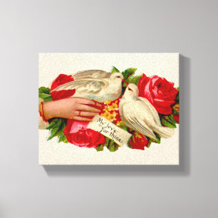 Toile Oiseaux vintage amour victorien colombe art classi