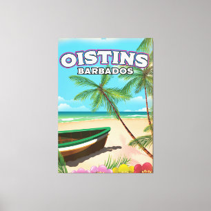 Toile Oistins Barbados poster vintage sur la plage