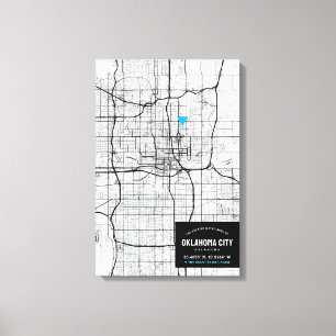 Toile Oklahoma City Map + Marquer Votre Emplacement