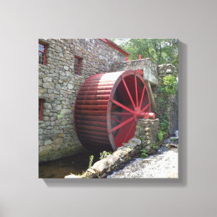Toile Old Grist Mill - Red Water Wheel, Sudbury, MA Canv
