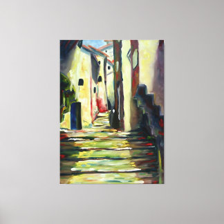 Toile Old Town Alley: Impressionist Painting wall Art