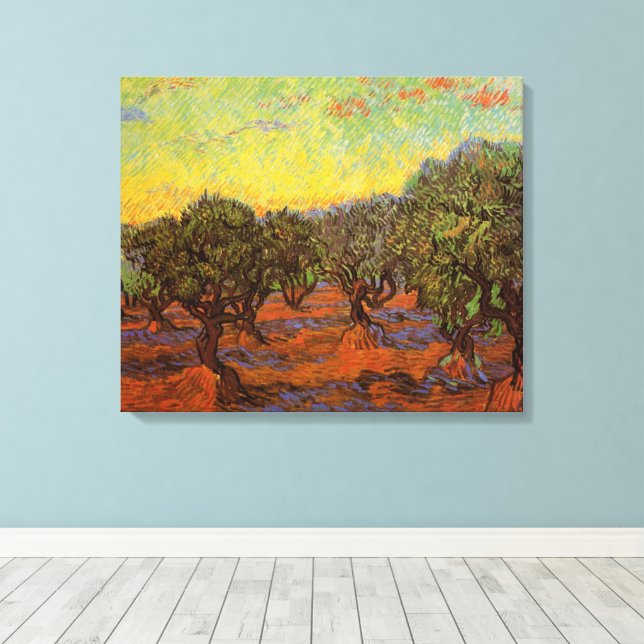 Toile Oliveraie, ciel orange par Vincent van Gogh (Insitu (Plancher de Bois))