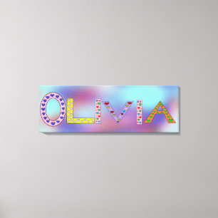 Toile OLIVIA Baby Girl Name Colorful Lettres