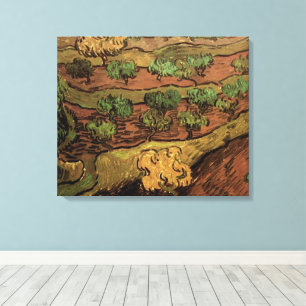 Toile Oliviers de Van Gogh contre la pente d'une colline