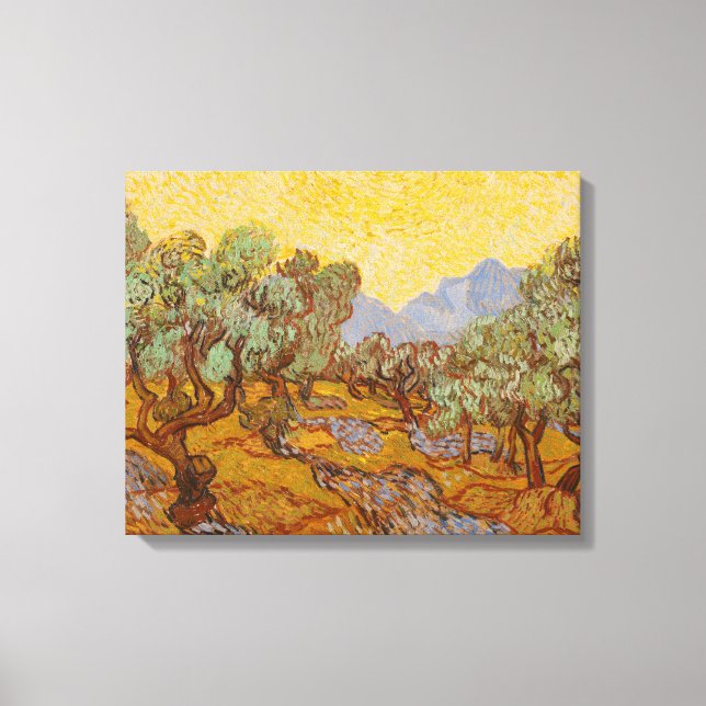 Toile Oliviers de Van Gogh Soleil Jaune Ciel (Recto)