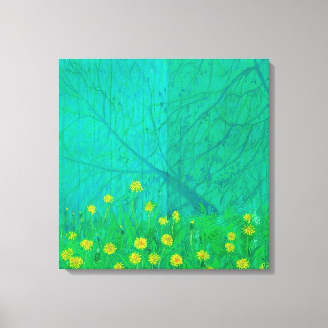 Toile Ombres d'arbre & Dandelions, Peinture de fleurs d' (Recto)