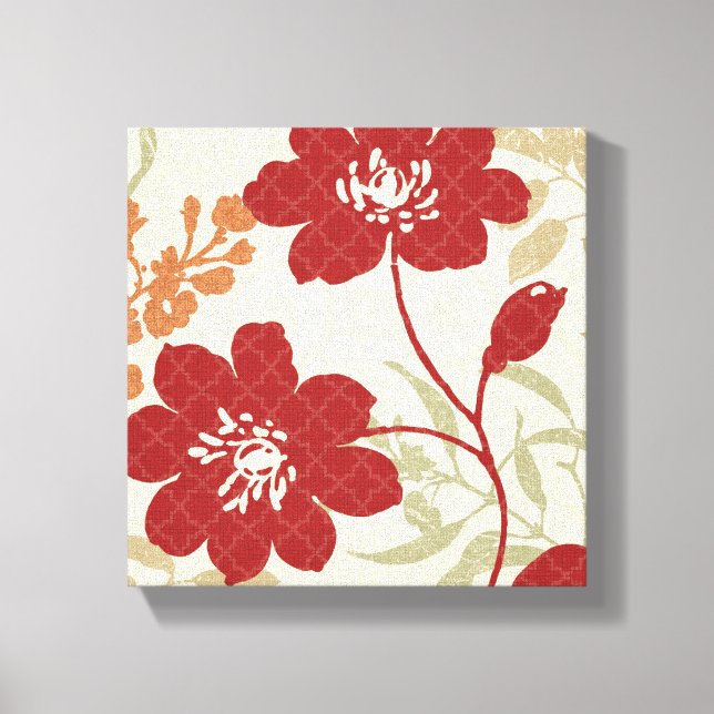 Toile Ombres florales en rouge et orange (Recto)