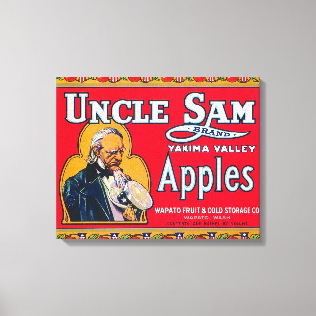 Toile Oncle Sam Étiquette Apple (rouge) - Wapato, WA (Recto)