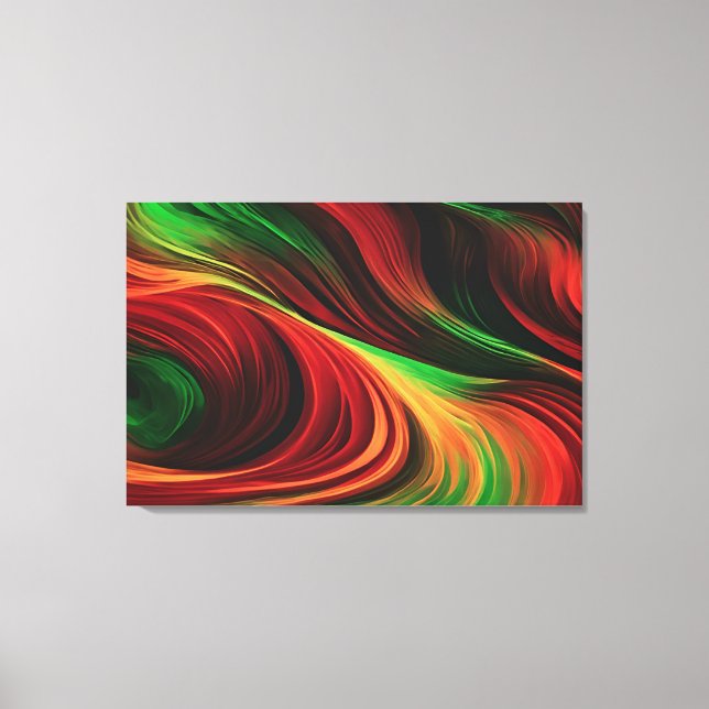 Toile Ondes Abstraites Dans Une Courbe De Rouge Et Vert (Recto)