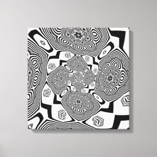 Toile Op art noir et blanc tourbillon