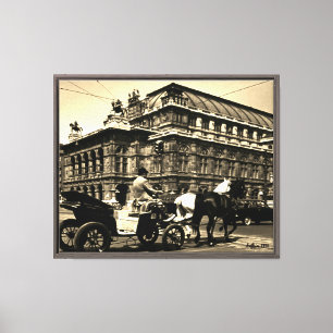 Toile Opéra Staatsoper Fiaker Vienne Autriche vintage