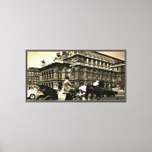 Toile Opéra Staatsoper Fiaker Vienne Autriche vintage