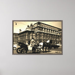 Toile Opéra Staatsoper Fiaker Vienne Autriche vintage