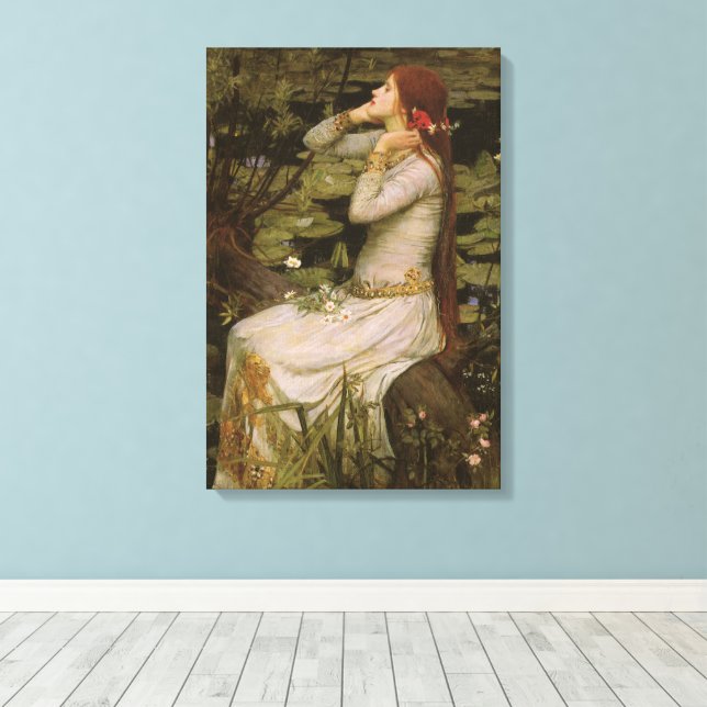 Toile Ophelia au bord de l'étang par John William Waterh (Insitu (Plancher de Bois))