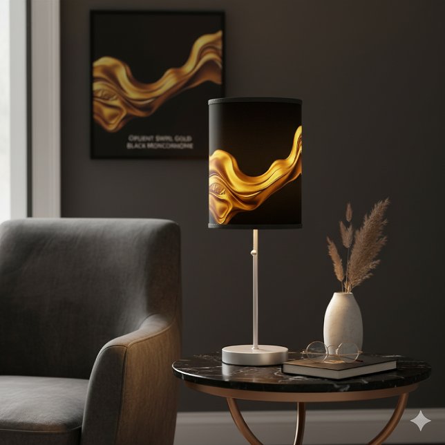 Toile Opulent Swirl Liquid Gold Black Monochrome Art  (Opulent Swirl Canvas: Liquid Gold Black Monochrome Wall Art. Your luxury statement piece. Achempong)