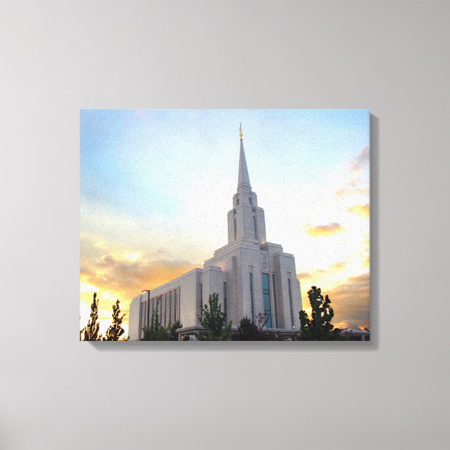 Toile Oquirh Mountain LDS temple utah mormon coucher de  (Recto)