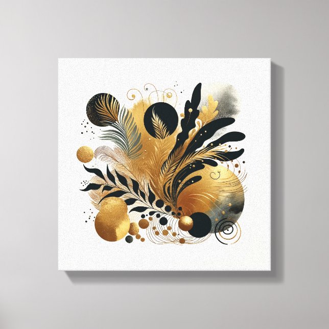 Toile Or Et Noir Abstrait Nature Art (Recto)