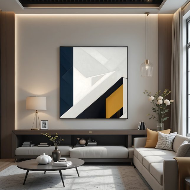 Toile Or Géométrique Blanc Marine Moderne (Créateur téléchargé)