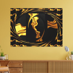 Toile Or Noir Monochrome - Tourbillon Opulent Or Liquide
