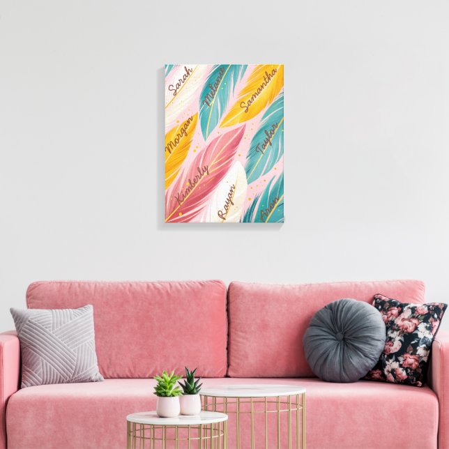 Toile or turquoise rose moderne (Insitu(Salon))