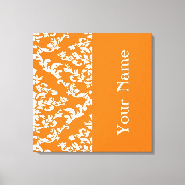 Toile Orange Bold Damask avec nom @ Emporiomoffa (Recto)